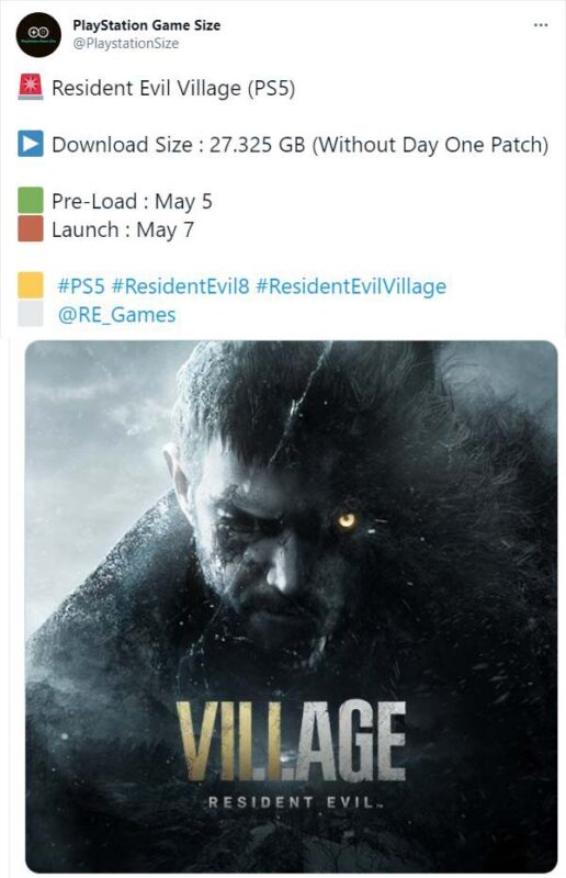 Resident Evil Village, PlayStation Game Size