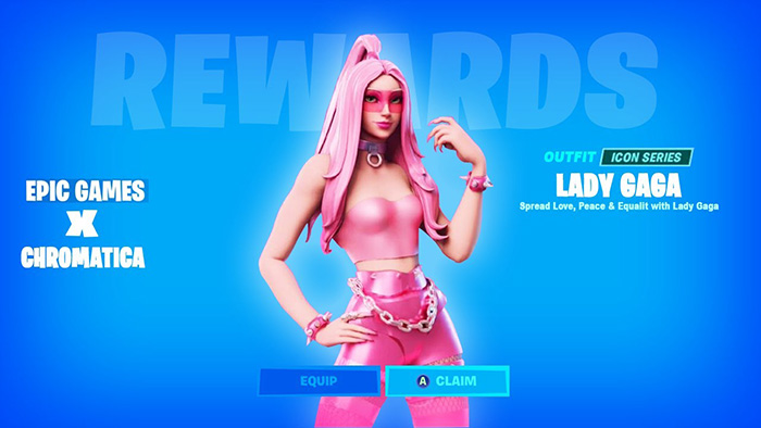 Fortnite, Rainbow Royale, Jug Band emote, Lady Gaga