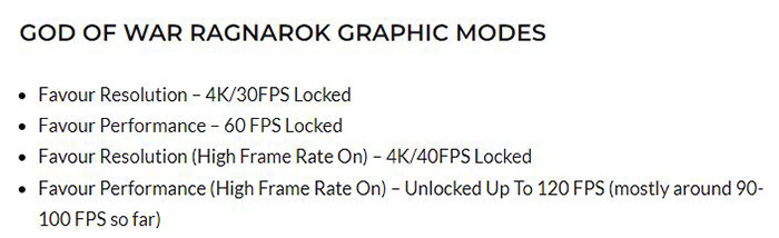 God of War Ragnarök, 120fps, PlayStation 5