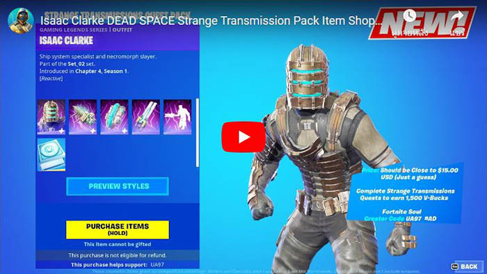 Fortnite, Isaac Clarke, Strange Transmissions Quest Pack, Gaming Legends Series