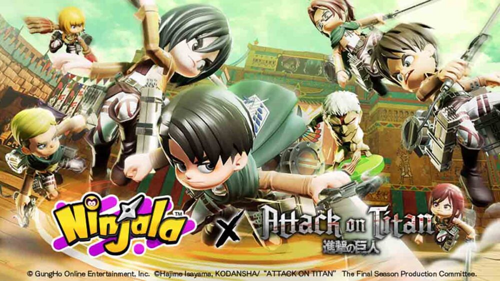 Ninjala x Attack on Titan ฉลองยอดดาวน์โหลด 10 ล้าน Ninjala, Attack on Titan, GungHo Online Entertainment