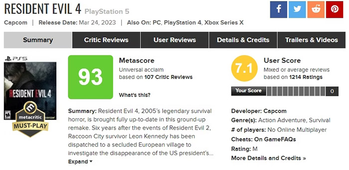 Resident Evil 4 Remake, Review Bomb