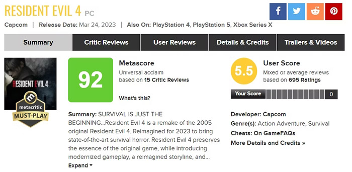 Resident Evil 4 Remake, Review Bomb